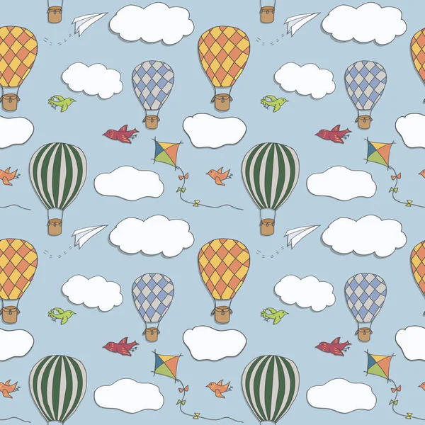 Hete lucht baloons naadloze patroon — Stockvector
