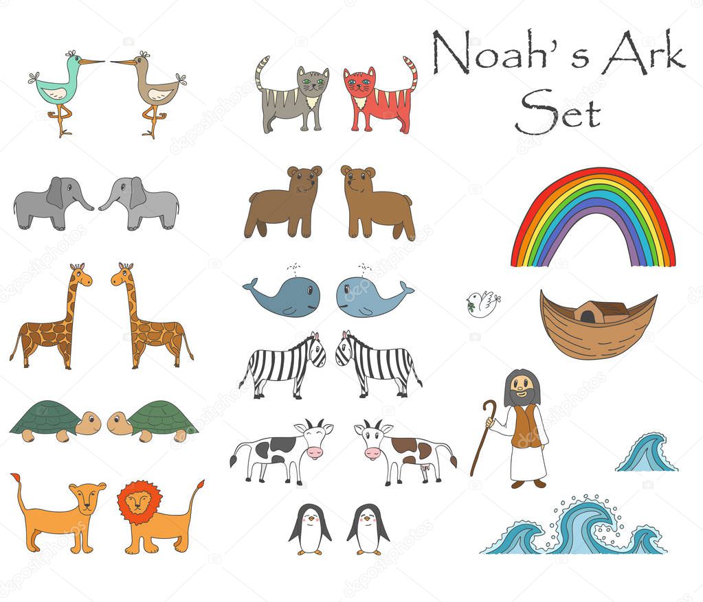 Vector Noah's Ark Set with animals