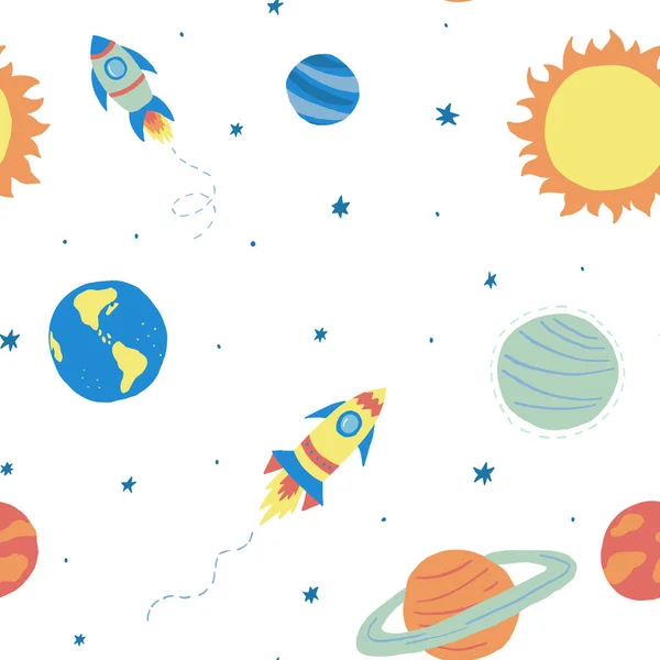 Colorido Patrón Inconsútil Vector Cósmico Textura Espacial Para Diseño Cosas — Archivo Imágenes Vectoriales