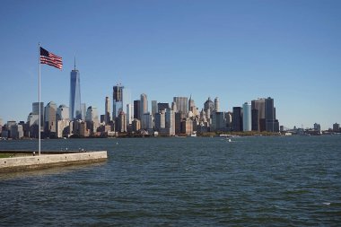 Skyline New York'un Manhattan ABD bayrağı