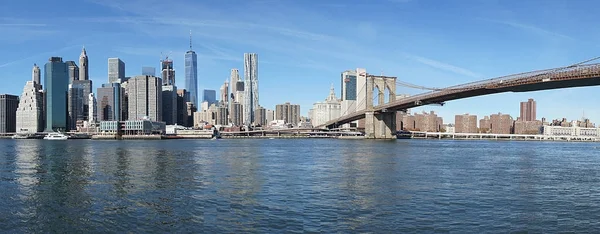 Brooklynský most New Yorku Manhattan Hudson River — Stock fotografie