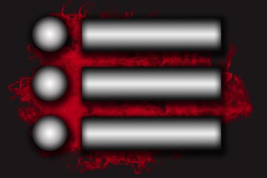 Kırmızı duman backgrou altı paslanmaz çelik yatay etiketler