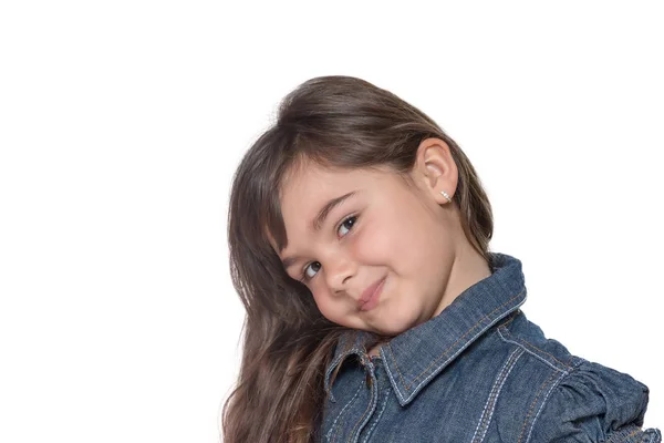 Portrait of simper little girl isolated — Stock Photo, Image