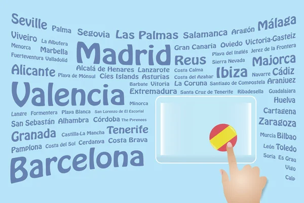 İspanya seyahat dokunmatik ekran — Stok Vektör