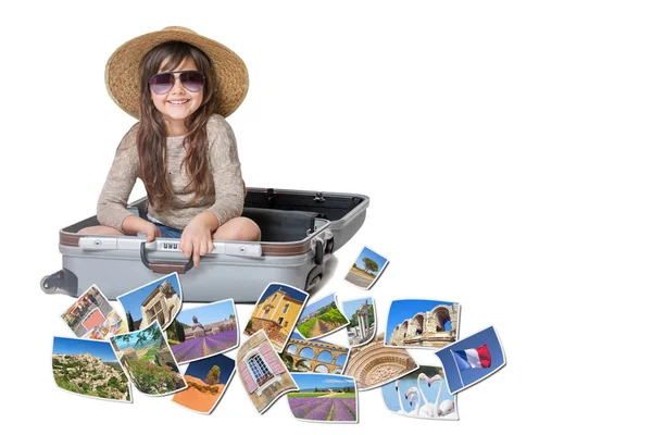 Sonriente niña viajando concepto de Provenza — Foto de Stock