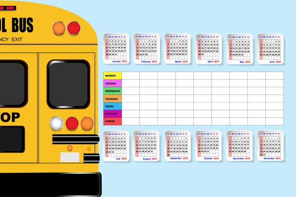 Школьный автобус и календарь — стоковый вектор