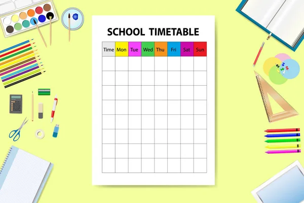 Vecteur horizontal avec horaire scolaire — Image vectorielle