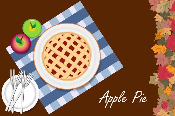 Tarte aux pommes prête à être dégustée — Image vectorielle