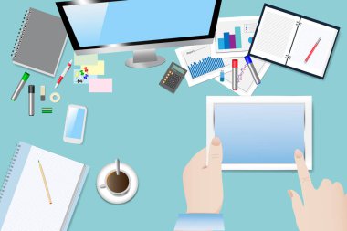 Ofis Masaları Üstten Görünüm