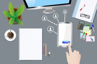 Sosyal medya kavramı vektörde paylaşımı