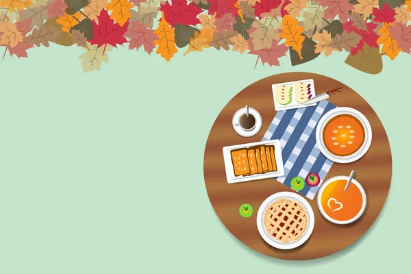 Menu d'automne sur la table ronde — Image vectorielle