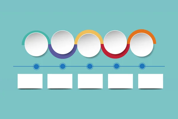Círculos brancos com bordas coloridas mostrando organograma — Vetor de Stock
