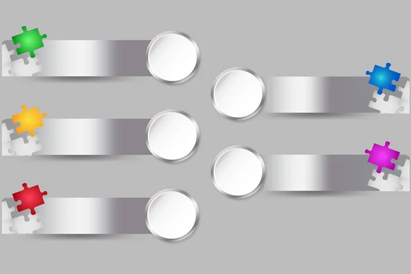Cirklar med silver kanter och färg pussel vektor — Stock vektor