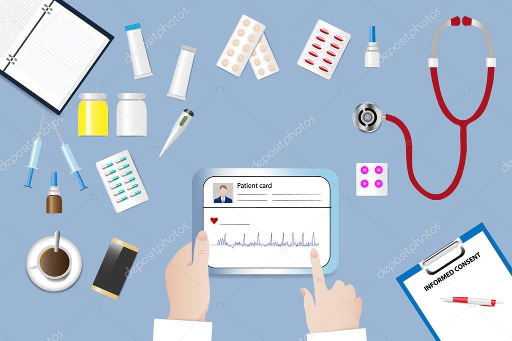 Digital patient card concept vector