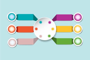 Altı infographics metal renkli Etiketler ve boş beyaz daire 