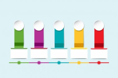 İşlem infograph beyaz daireler vektör ile renkli etiket