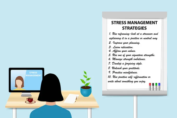Educating stress management strategies concept vector — Stock Vector