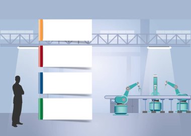 Dört boş kağıt etiketinin endüstriyel bilgi grafikleri.        