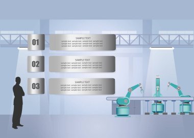 Üç metal levhanın endüstriyel bilgi grafikleri.        