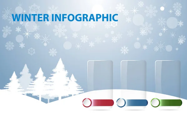 Инфографика прозрачных прямоугольников в зимнем пейзаже — стоковый вектор