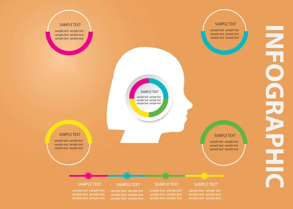 Silueta ženské hlavy, infografický vektor — Stockový vektor