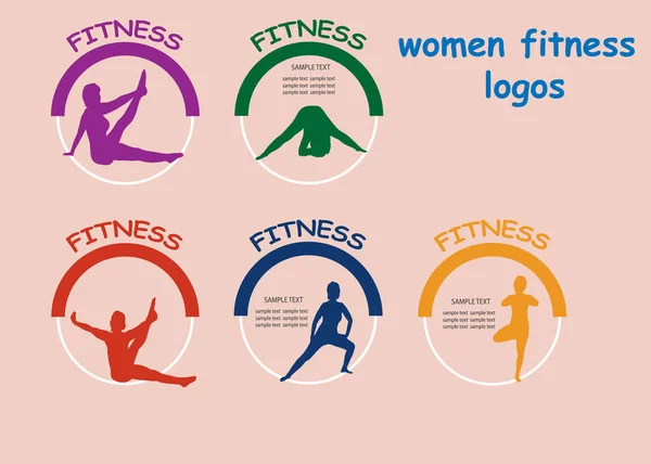 Insamling av färgglada logotyper för fitness — Stock vektor