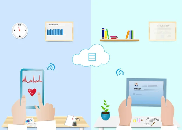 Digitalizzazione della prevenzione della salute attraverso il concetto di cloud — Vettoriale Stock