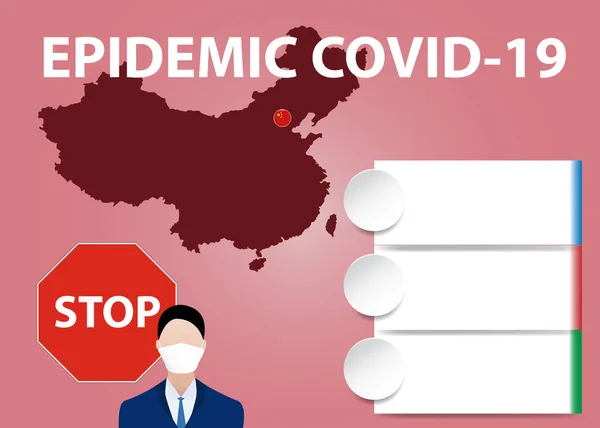 Epidemia de coronavírus na China conceito vetor infográfico —  Vetores de Stock