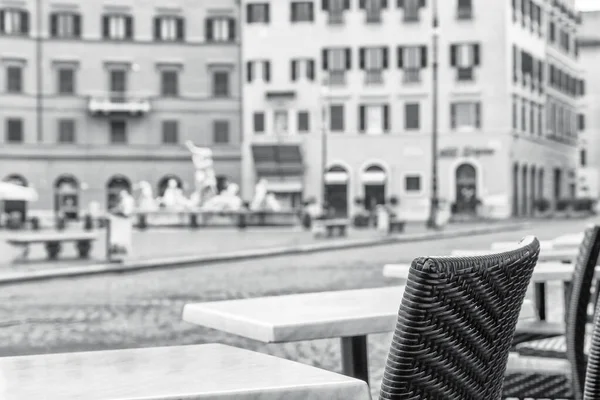 Черно Белая Фотография Пустого Ресторана Площади Навона Риме Италия Потенциальные — стоковое фото