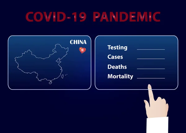 Infográfico Pandêmico Covid Confirmado Teste Casos Óbitos Mortalidade China —  Vetores de Stock