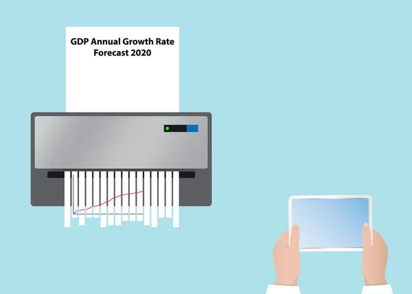 Vector Toont Shredder Met Bbp Jaarlijkse Groei Rate Forecast 2020 — Stockvector
