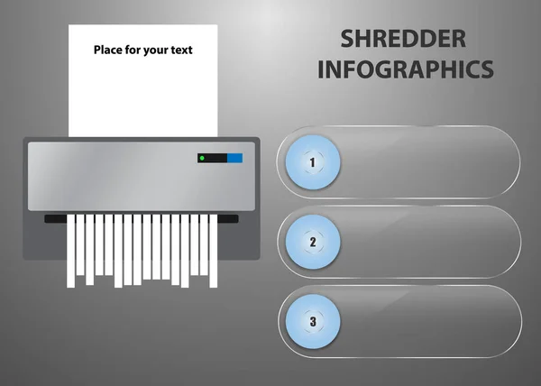 Shredder Infografik Konzeptvektor Zeigt Shredder Mit Leerem Papier Bereit Für — Stockvektor