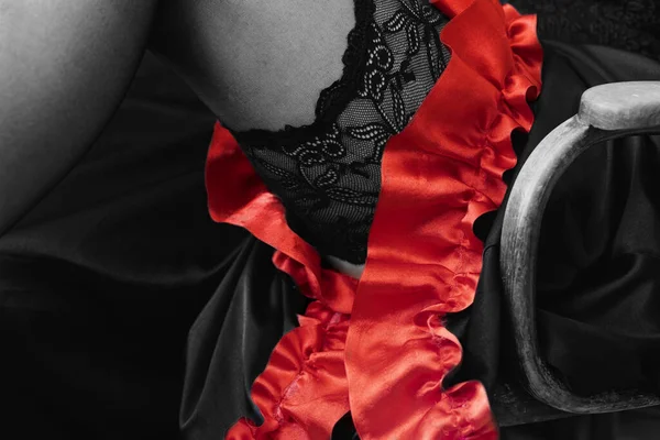 Color Splash Effect Zdjęcie Pokazujące Tancerka Flamenco Kobieta Czarnej Bieliźnie — Zdjęcie stockowe