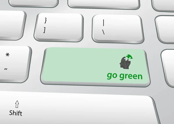 Vai Conceito Ecologia Verde Teclado Com Botão Verde Com Inscrição —  Vetores de Stock