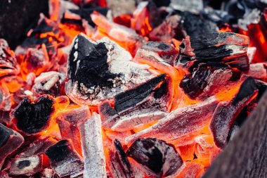 Carcoals odun ateşi closeup ile