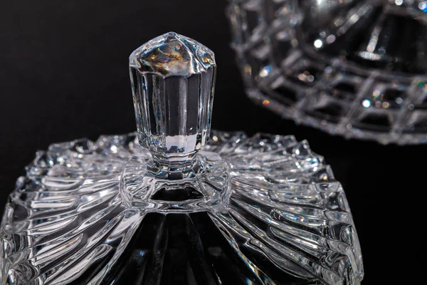 Crystal Sugar bowl isolated on a black background