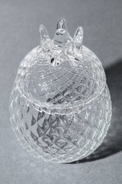 Crystal Sugar bowl isolated on a gray background