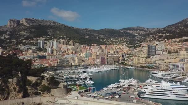 Monaco - 2018: Flygdrönare Monte Carlo — Stockvideo