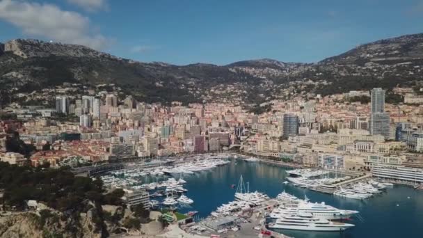 Monaco - 2018: LuchtDrone Monte Carlo — Stockvideo