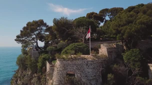 Monaco 2018 : Drone Aérien Monte Carlo Drapeau sur la montagne — Video