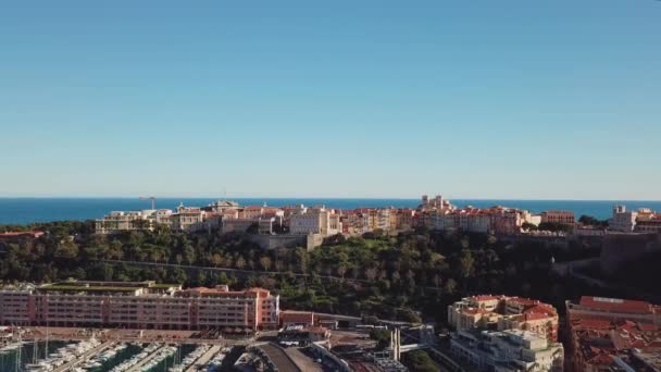 Mónaco - 2018: Aerial Drone Monte Carlo — Vídeo de stock