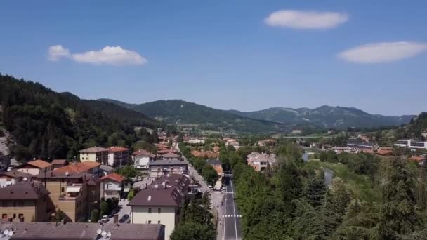 Hora do dia, cidade Itly, telhados panorama aéreo 4k — Vídeo de Stock