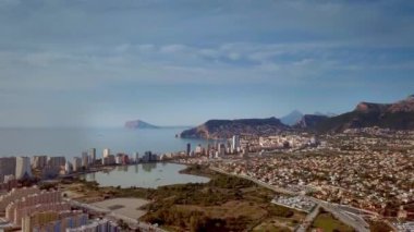 Aerial beautiful view. Residential houses in the touristic town of Calp in Alicante Spain
