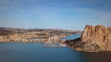 Aerial beautiful view. Residential houses in the touristic town of Calp in Alicante Spain