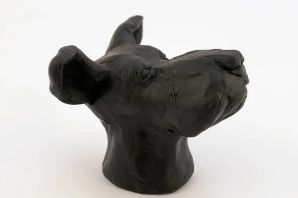 Κεφάλι Του Σκύλου Μοντελοποίηση Της Πλαστελίνης Μισή Στροφή Θέα Προς — Φωτογραφία Αρχείου