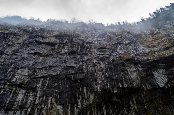 Dağ Kanyon Sis Dağı Abhazya Üst Kısmında Dikey Eğimi — Stok fotoğraf