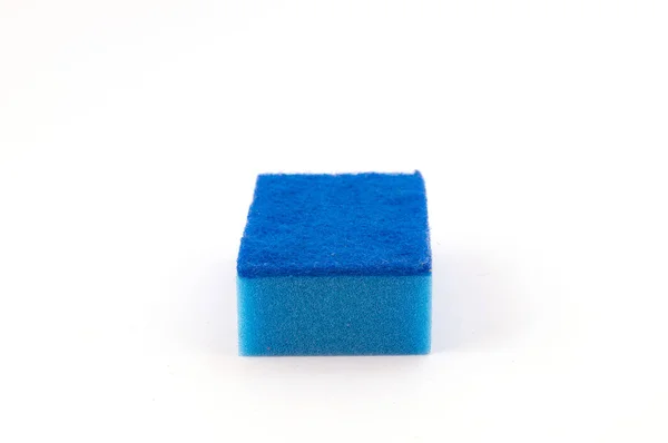 Éponge Lavage Mousse Bleue Avec Une Fine Couche Abrasive Pour — Photo