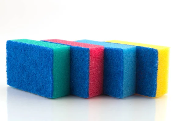 Esponjas Espuma Para Limpeza Lavagem Com Uma Fina Camada Polímero — Fotografia de Stock