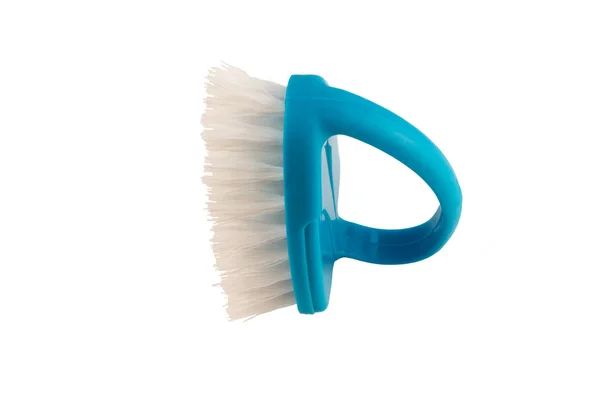 Escova Azul Para Limpar Roupas Fundo Branco — Fotografia de Stock