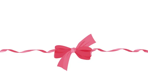 白い背景にリボン付きの大きなピンクの弓 グリーティングカード 招待状 名刺のフラットスタイルでベクトル弓 休日のデザインのために飾る — ストックベクタ